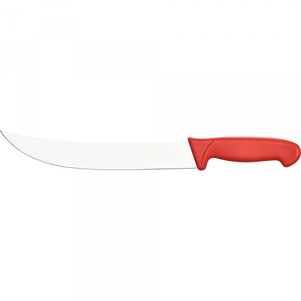 Blockmesser Premium, HACCP, Griff rot, Edelstahlklinge 25 cm, gebogen