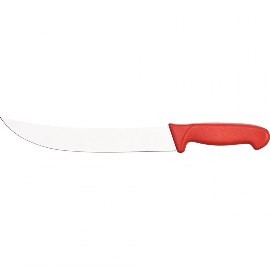 Blockmesser Premium, HACCP, Griff rot, Edelstahlklinge 25 cm, gebogen